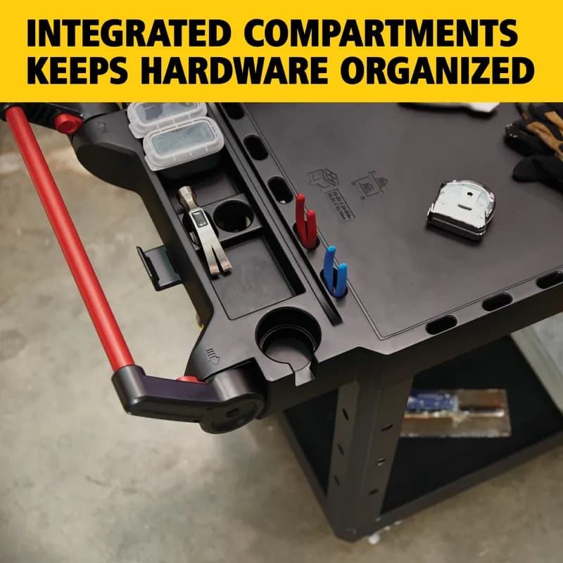 Utility Cart Small (SM) 46.2X17.75X36 IN 500 LB Black Red Resin Heavy Duty Adaptable Small 5 IN TPR Caster 1/Each