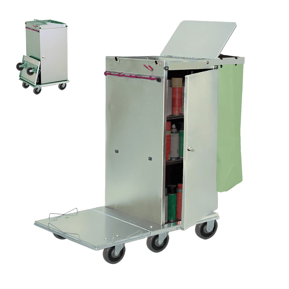 Housekeeping Cart 16X20X36 IN Stainless Steel Folding Durable 2-Shelf 1/Each