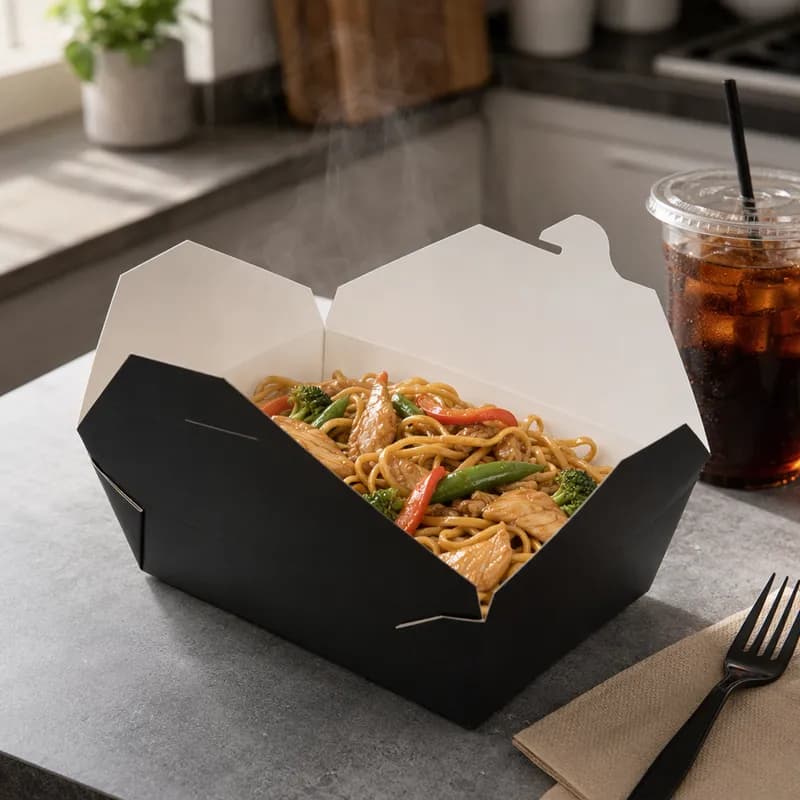Bio-Pak® #3 Take-Out Container Fold-Top Black 200/Case