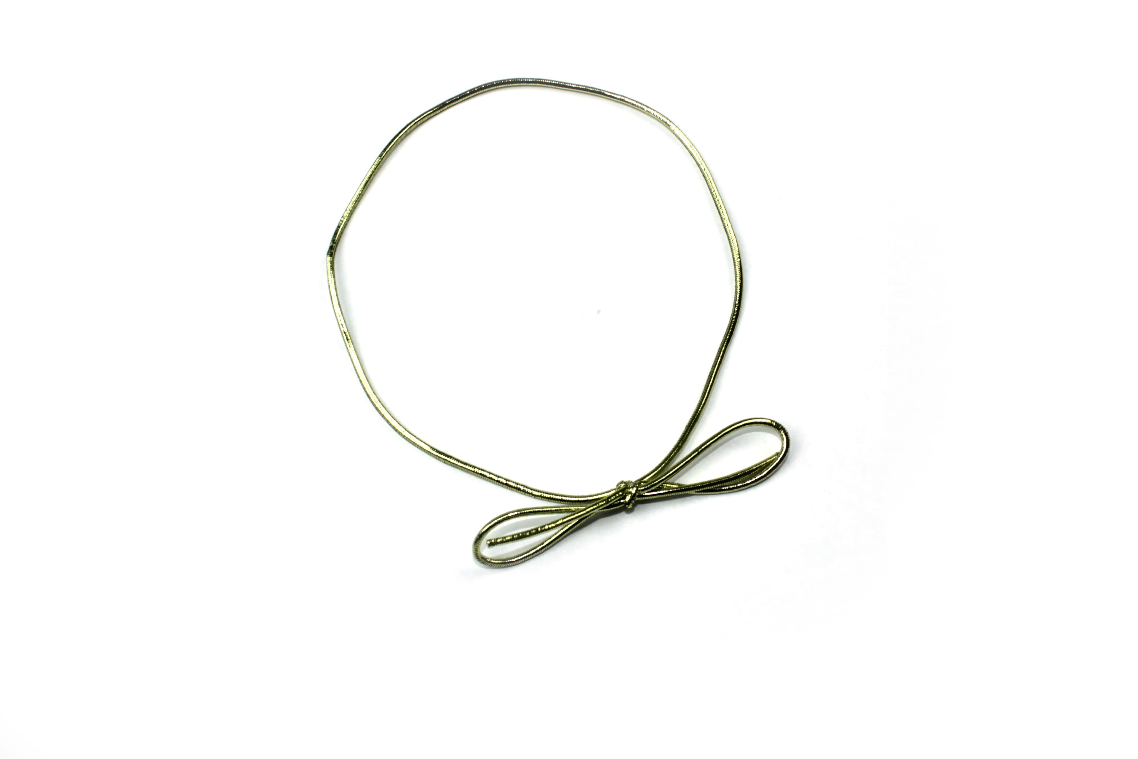 Stretch Ties 16 IN Gold Metallic Elastic Inside Loop Bowed 100/Box