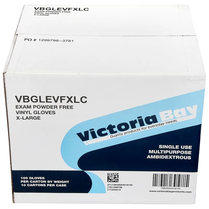 Victoria Bay Examination Gloves XL Clear 4MIL Vinyl Disposable Powder-Free 100 Count/Pack 10 Packs/Case 1000 Count/Case
