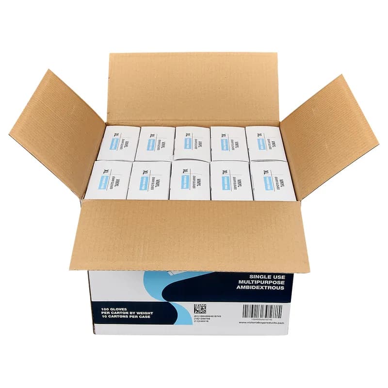 Victoria Bay Examination Gloves XL Clear 4MIL Vinyl Disposable Powder-Free 100 Count/Pack 10 Packs/Case 1000 Count/Case