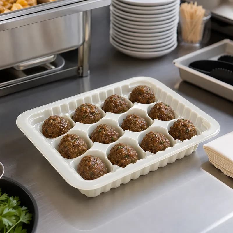 Meatball Serving Tray Base 8.75X6.72X1.8 IN PP PE Natural 3920/Pallet