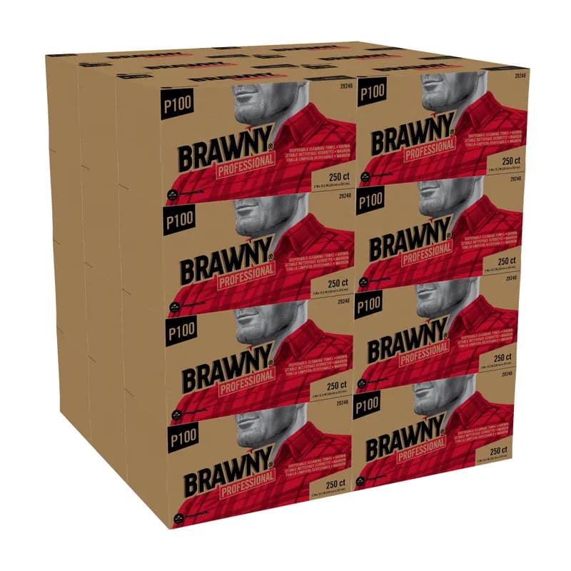 Brawny® Cleaning Wipe Unfolded: 10.25X9 IN 1 Brown Disposable Pop-Up Box EPA Indicator 250 Sheets/Pack 24 Packs/Case
