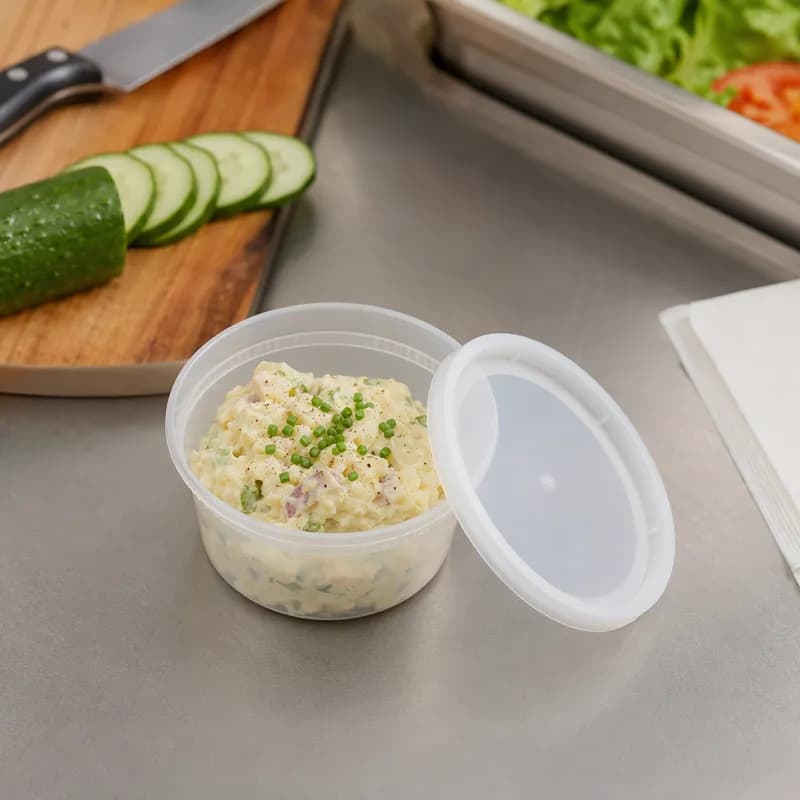 Victoria Bay Deli Container Base & Lid Combo With Polyethylene (PE) Lid 8 OZ PP Round 240/Case