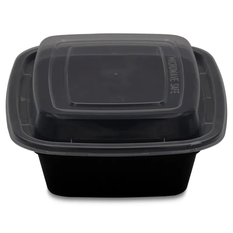Victoria Bay Take-Out Container Base & Lid Combo 12 OZ Plastic Black Clear Rectangle 150/Case