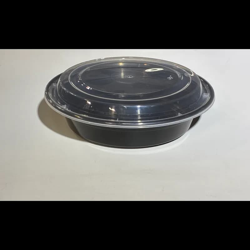 Victoria Bay Take-Out Container Base & Lid Combo 24 OZ Plastic Black Clear Round 150/Case