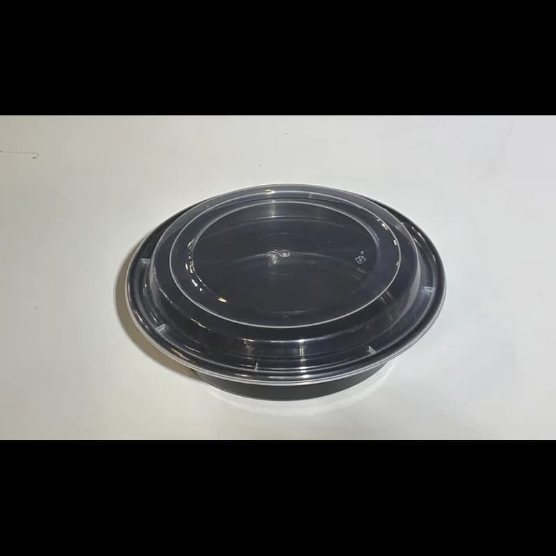 Victoria Bay Take-Out Container Base & Lid Combo 24 OZ Plastic Black Clear Round 150/Case