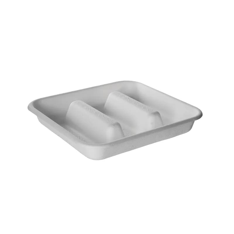 Vanguard® Take-Out Container Base 7 IN 3 Compartment Molded Fiber White Square 300/Case