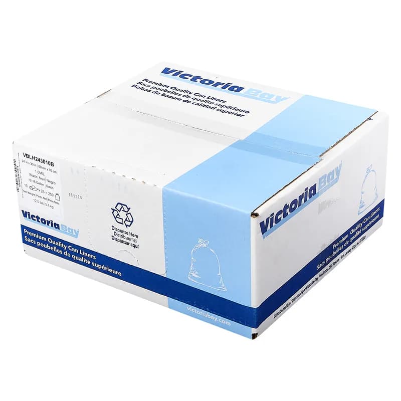 Victoria Bay Can Liner 24X30 IN 12-16 GAL Black LLDPE 1MIL Roll 250/Case