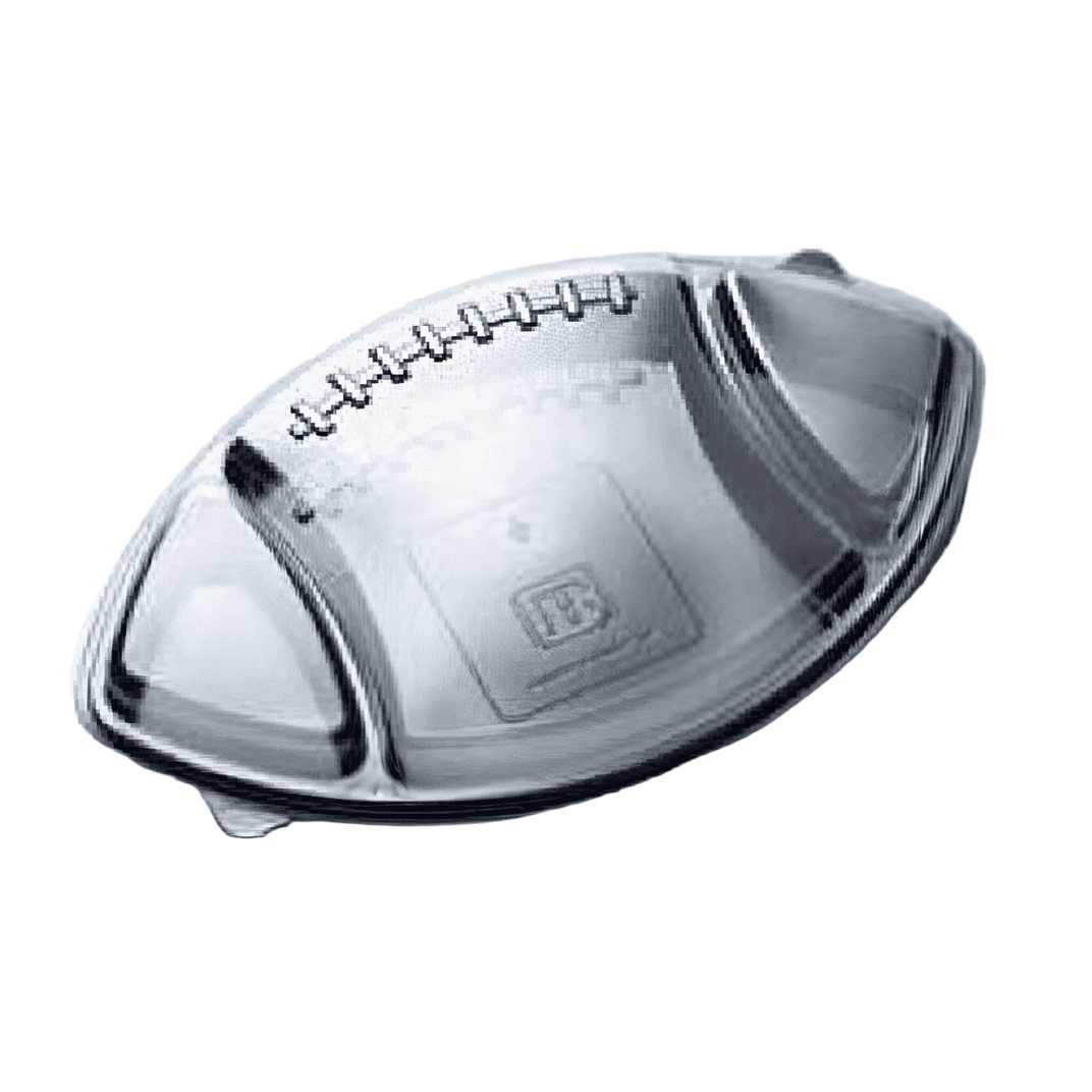 Take-Out Container Base & Lid Combo With Flat Lid 76 OZ Plastic Black Football 50/Case