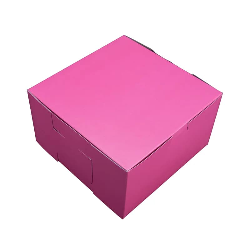 Bakery Box 7X7X4 IN CCNB Pink Square Lock Corner Tuck Top 250/Case