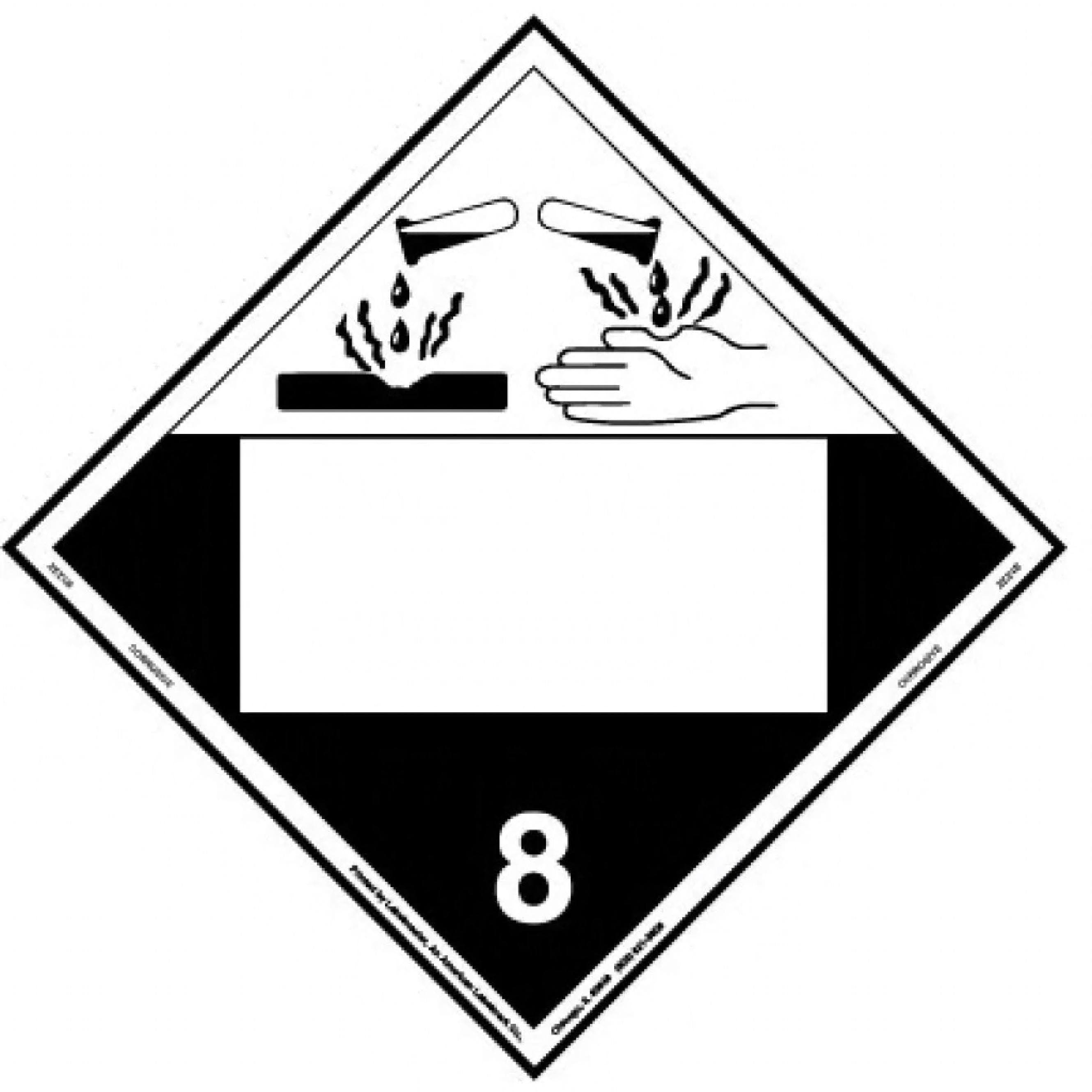 Placard Corrosive 8 Vinyl Removable 25/Each