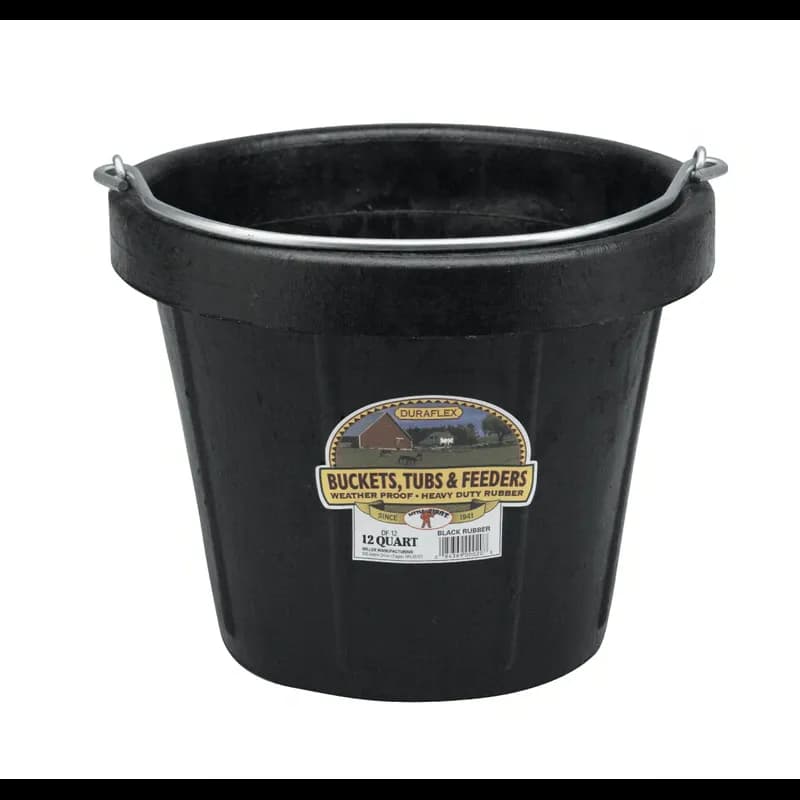 Miller Manufacturing Company Pail 12 QT Rubber Black Round Industrial Heavyweight 1/Each
