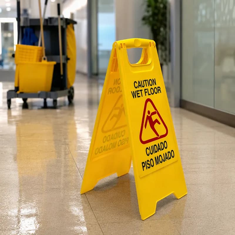Wet Floor Sign 26 IN Yellow Plastic 1/Each