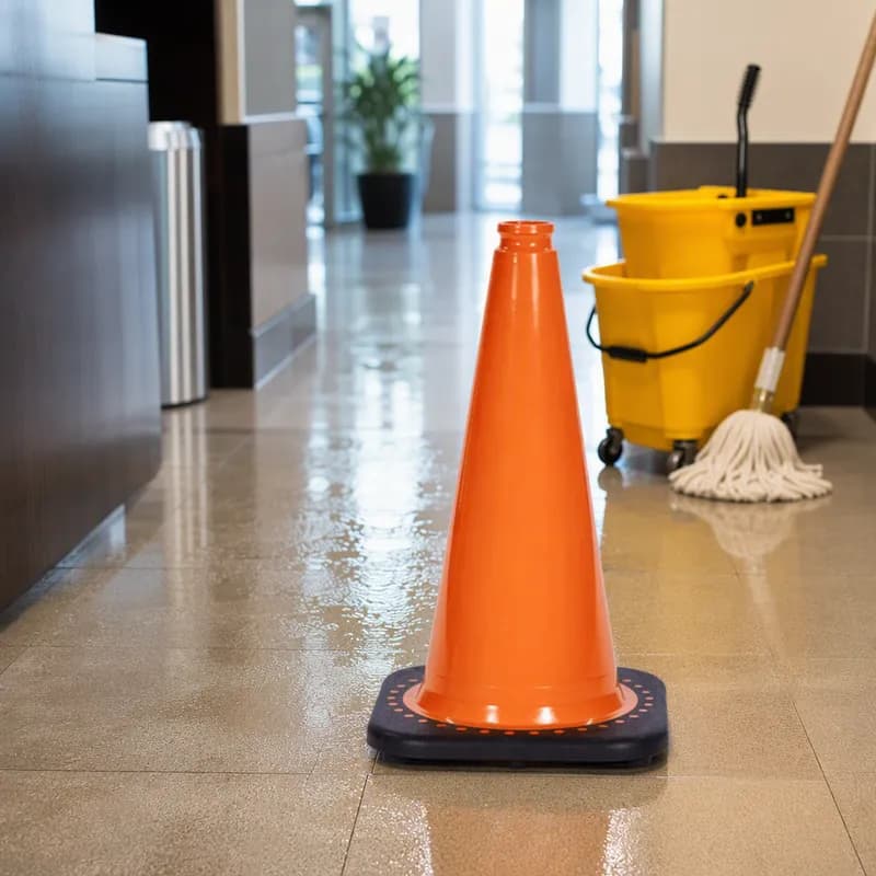 Safety Cone 10.5X18 IN 3 LB Wet Floor Imprint Orange PVC 1/Each