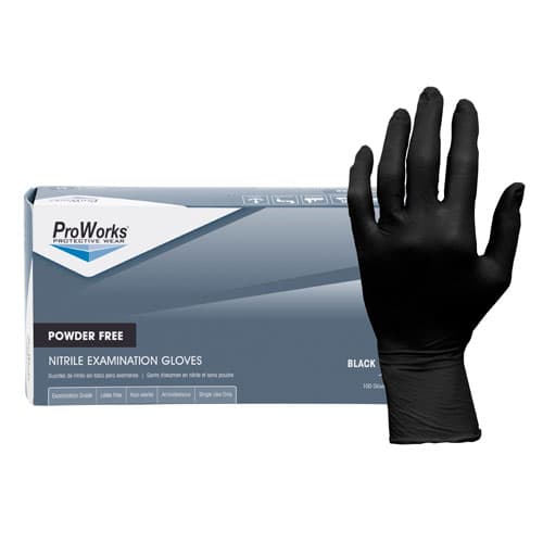 ProWorks® Gloves Large (LG) Black 5MIL Nitrile Disposable Powder-Free Latex Free 1000/Case