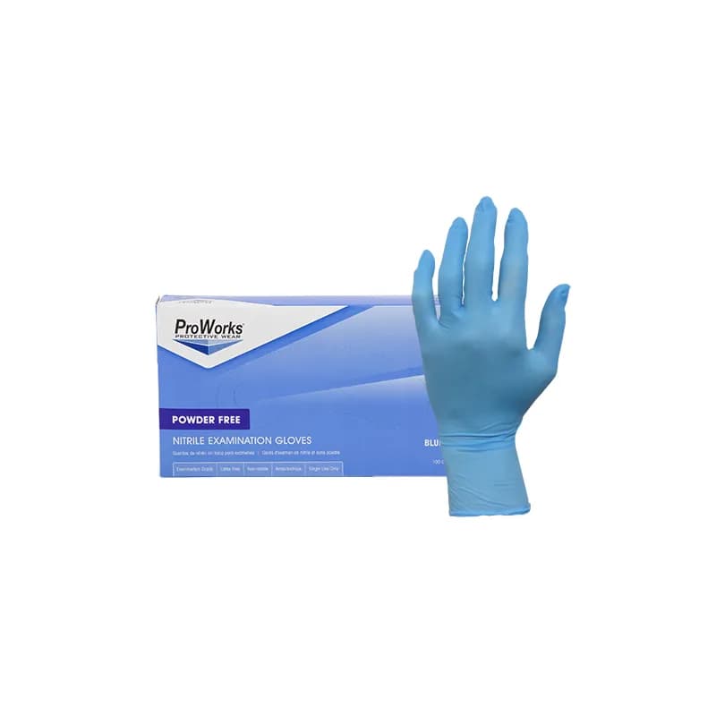 ProWorks® Gloves Large (LG) Blue 3MIL Nitrile Powder-Free Ambidextrous 100 Count/Box 10 Box/Case