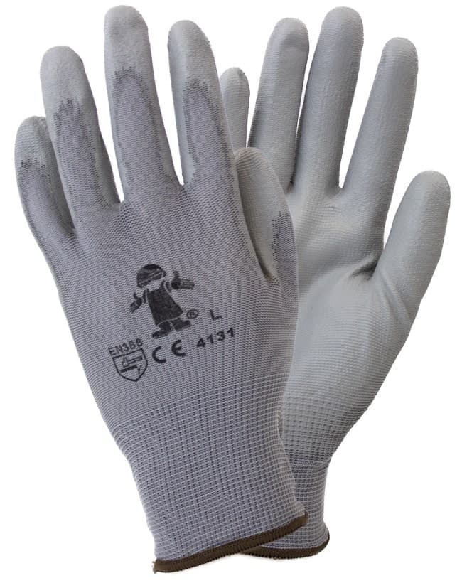 Safety Zone® Gloves Medium (MED) Gray Polyurethane Foam-Coated Knit Palm & Fingertips Flex Grip 12 Ct/Pack 6 Packs/Case