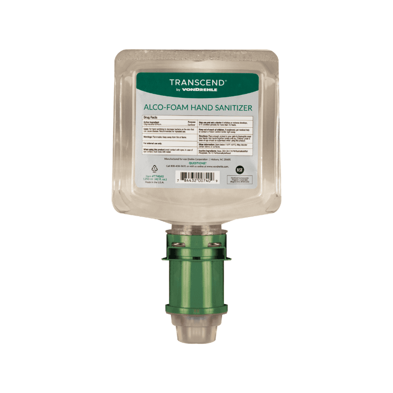 von Drehle Transcend® Hand Sanitizer Foam 1250 mL Fragrance Free Clear Foaming 4/Case