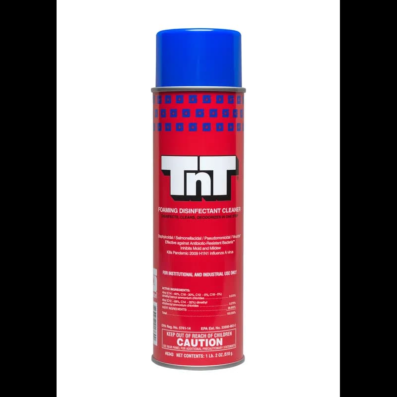 TnT® Type 1 Mint Disinfectant Cleaner 18 OZ Multi Surface Alkaline Aerosol RTU Foam 12/Case