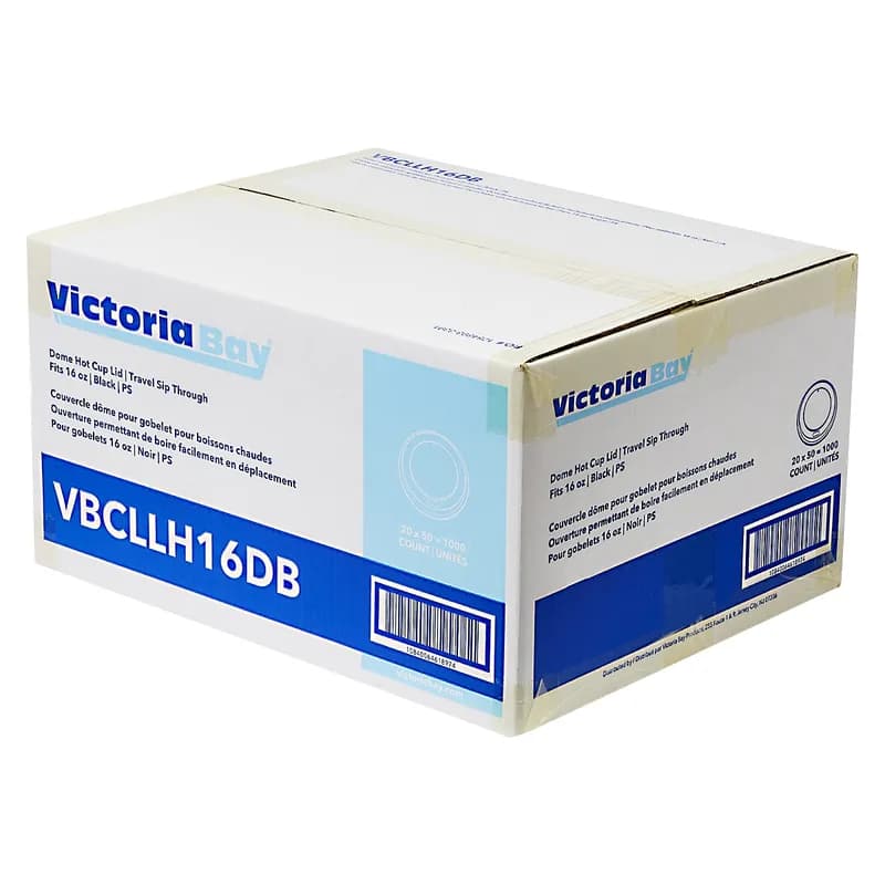 Victoria Bay Lid Dome 92MM PS Black Round For Hot 10 OZ Squat - 24 OZ Cup Sip Through Travel 100 Count/Pack 10 Packs/Case