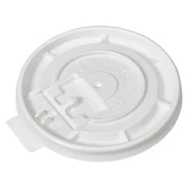 Victoria Bay Lid Flat 92MM PS White Round For Hot 10 OZ Squat - 24 OZ Cup Fold Back Tear Tab 100 Count/Pack 10 Packs/Case