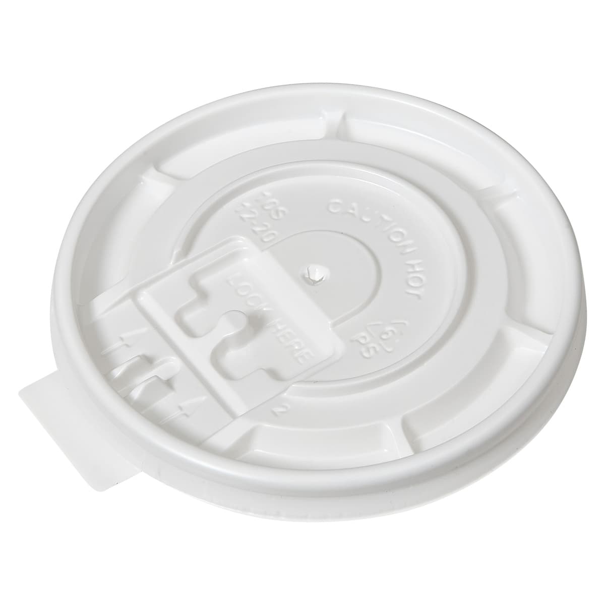 Victoria Bay Lid Flat 92MM PS White Round For Hot 10 OZ Squat - 24 OZ Cup Fold Back Tear Tab 100 Count/Pack 10 Packs/Case