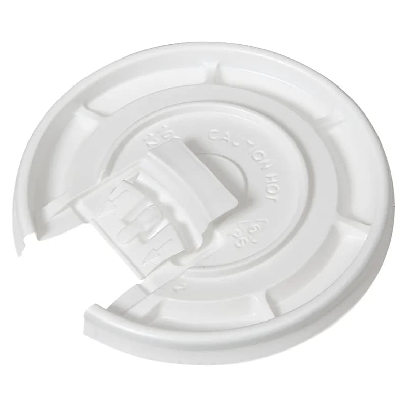 Victoria Bay Lid Flat 92MM PS White Round For Hot 10 OZ Squat - 24 OZ Cup Fold Back Tear Tab 100 Count/Pack 10 Packs/Case