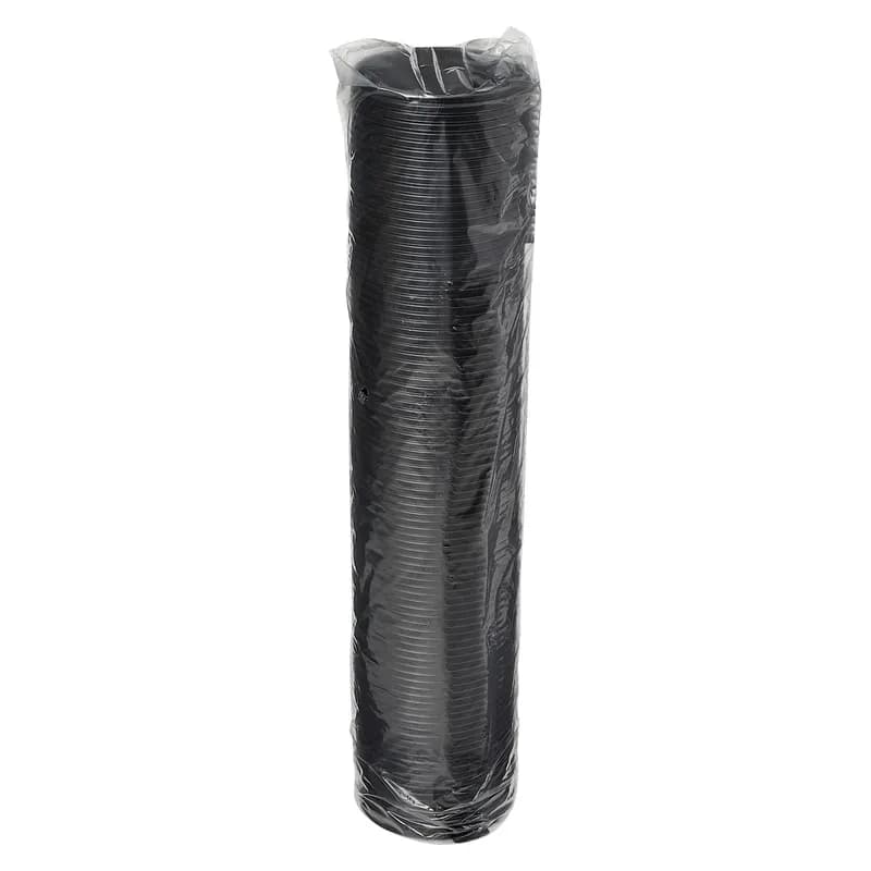 Victoria Bay Lid Flat 92MM PS Black For Hot 10 OZ Squat - 24 OZ Cup Fold Back Tear Tab 100 Count/Pack 10 Packs/Case