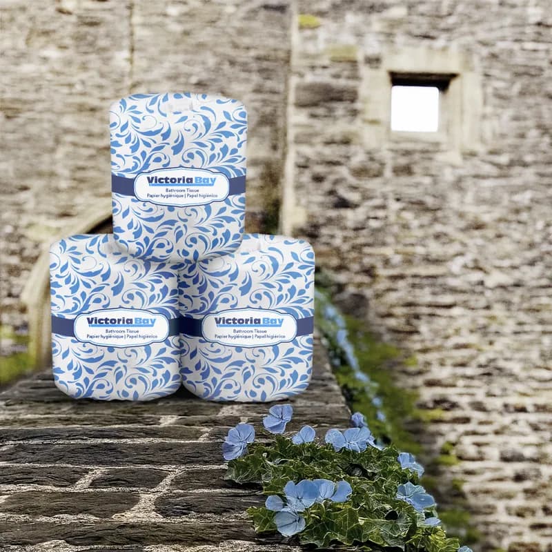 Victoria Bay Toilet Paper & Tissue Roll 4X3.7 IN 2PLY Virgin Paper 1.6IN Core Diameter 500 Sheets/Roll 96 Rolls/Case