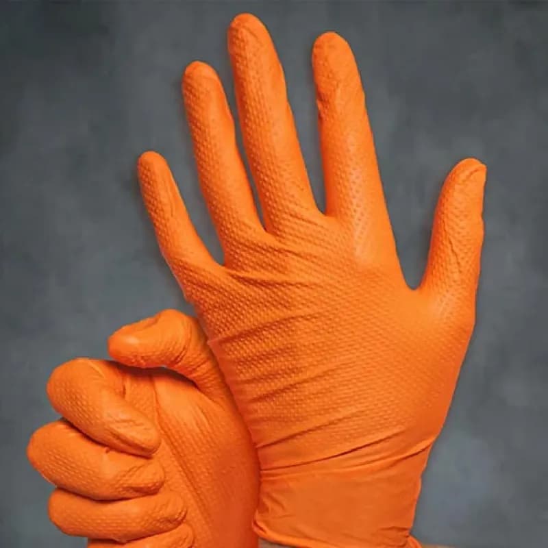 Catch® Gloves XXL Orange 9MIL Nitrile Powder-Free Pyramid Grip® 100 Count/Box 10 Box/Case