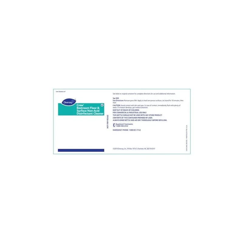 Crew® #42 Restroom Floor & Surface Non-Acid Disinfectant Cleaner Product Label For Bottle 1/Each