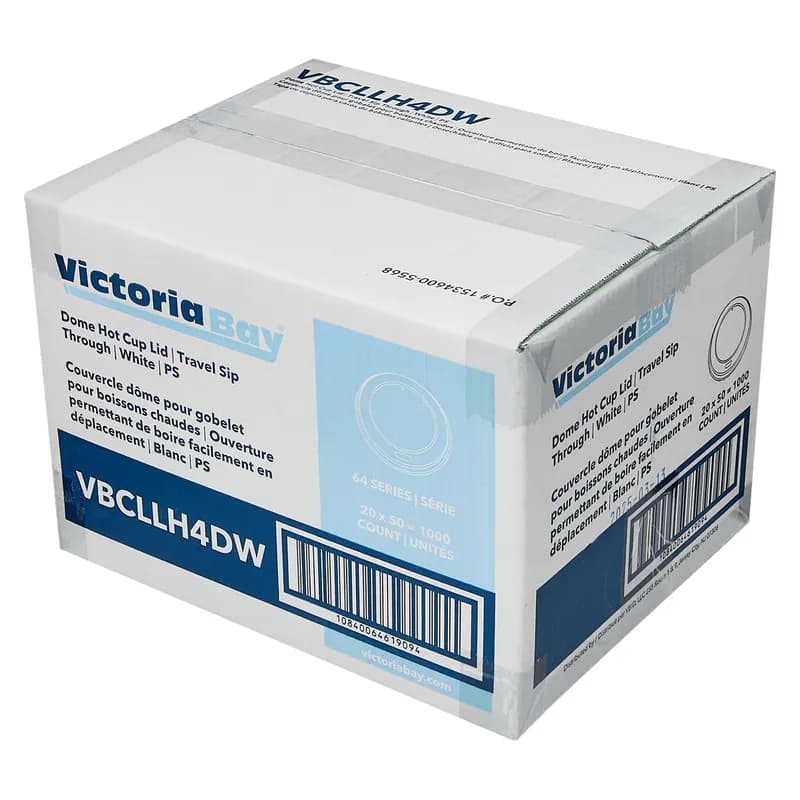 Victoria Bay Lid Dome PS White For 4 OZ Hot Cup Sip Through Travel 50 Count/Pack 20 Packs/Case 1000 Count/Case