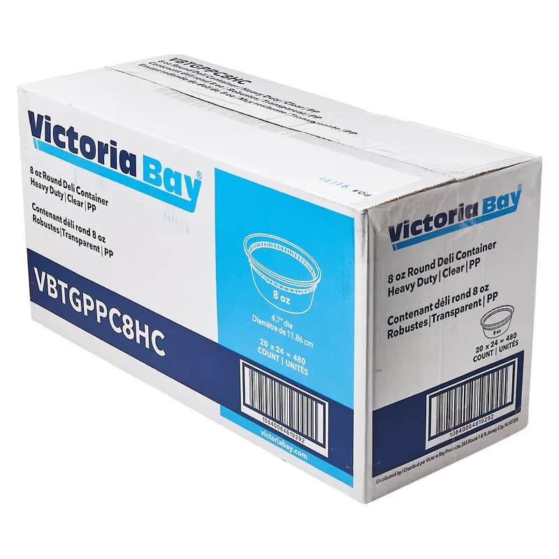 Victoria Bay Deli Container Base 8 OZ PP Clear Round Heavy Duty 480/Case