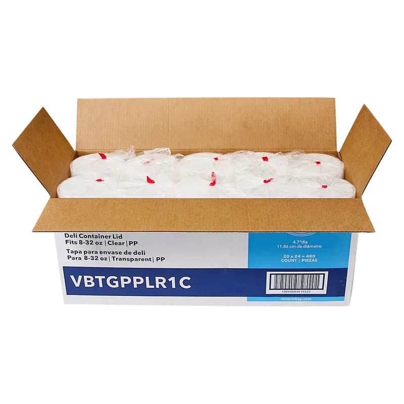 Victoria Bay Lid Flat 4.5 IN PP Clear Round Heavy Duty For 8-32 OZ Deli Container Recessed 480/Case