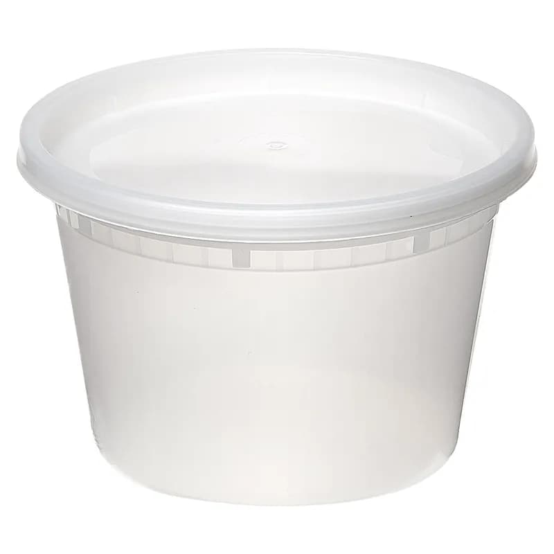 Victoria Bay Deli Container Base & Lid Combo 16 OZ PP Clear Round Heavy Duty 240/Case