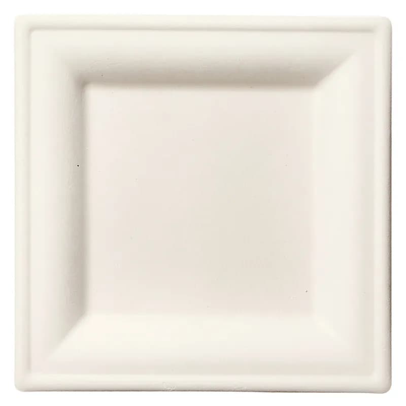 Victoria Bay Plate 6.3X6.3X0.6 IN Bamboo Sugarcane White Square Microwave Safe Freezer Safe 500/Case
