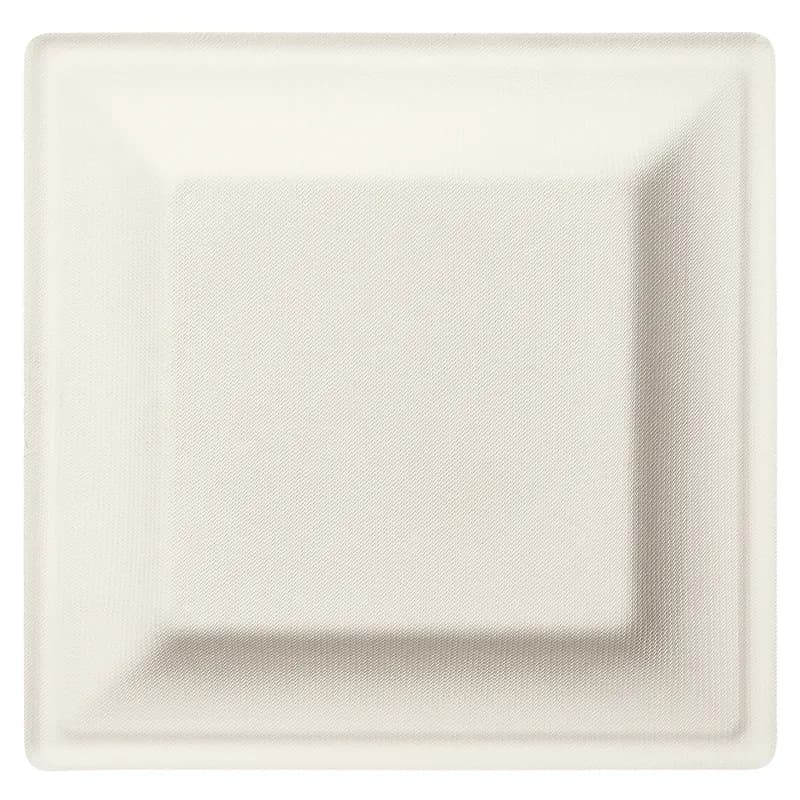 Victoria Bay Plate 7.9X7.9X0.6 IN Bamboo Sugarcane White Square Freezer Safe Microwave Safe 500/Case