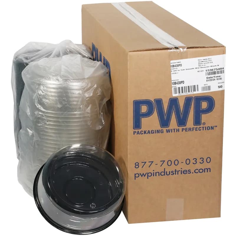 Cake Container & Lid Combo With Dome Lid 9.8125X4.7813 IN PET Black Clear Round 50/Case