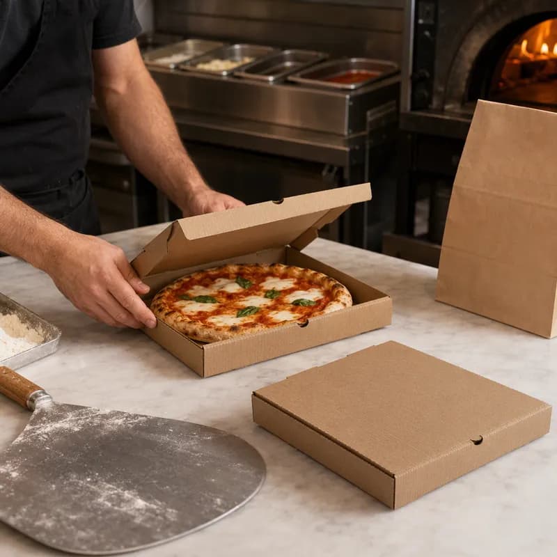 Pizza Box 10X10X1.63 IN Corrugated Cardboard Kraft/Kraft Plain B-Flute 50/Bundle