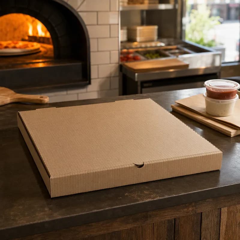 Pizza Box 14X14X1.63 IN Corrugated Cardboard Kraft/Kraft Plain B-Flute 50/Bundle