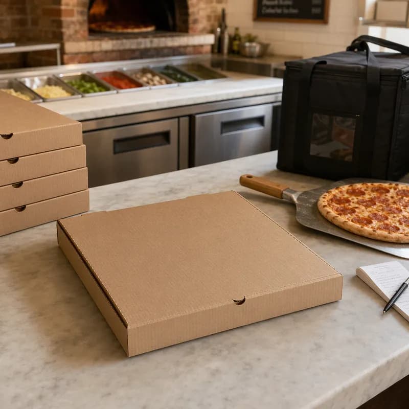 Pizza Box 15X15X1.63 IN Corrugated Cardboard Kraft/Kraft Plain B-Flute 50/Bundle