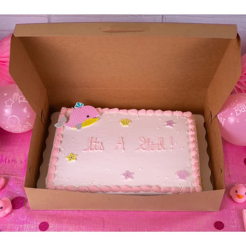 Bakery Box 1/2 Size 19X14X4 IN Kraft/Kraft Rectangle Lock Corner 50/Case
