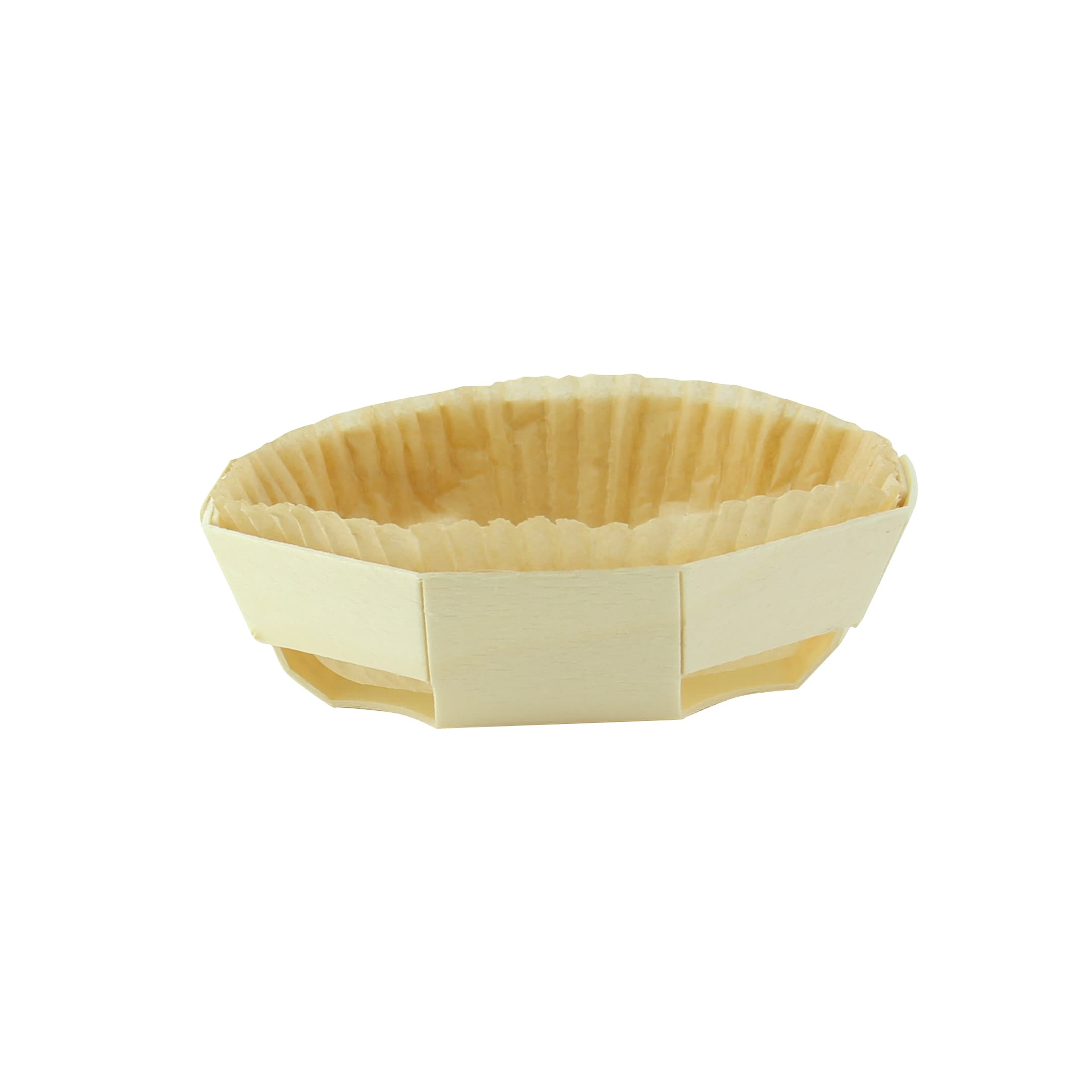 Baking Mold 4.7X1.6 IN Wood Natural Round With Liner 25 Count/Pack 4 Packs/Case 100 Count/Case