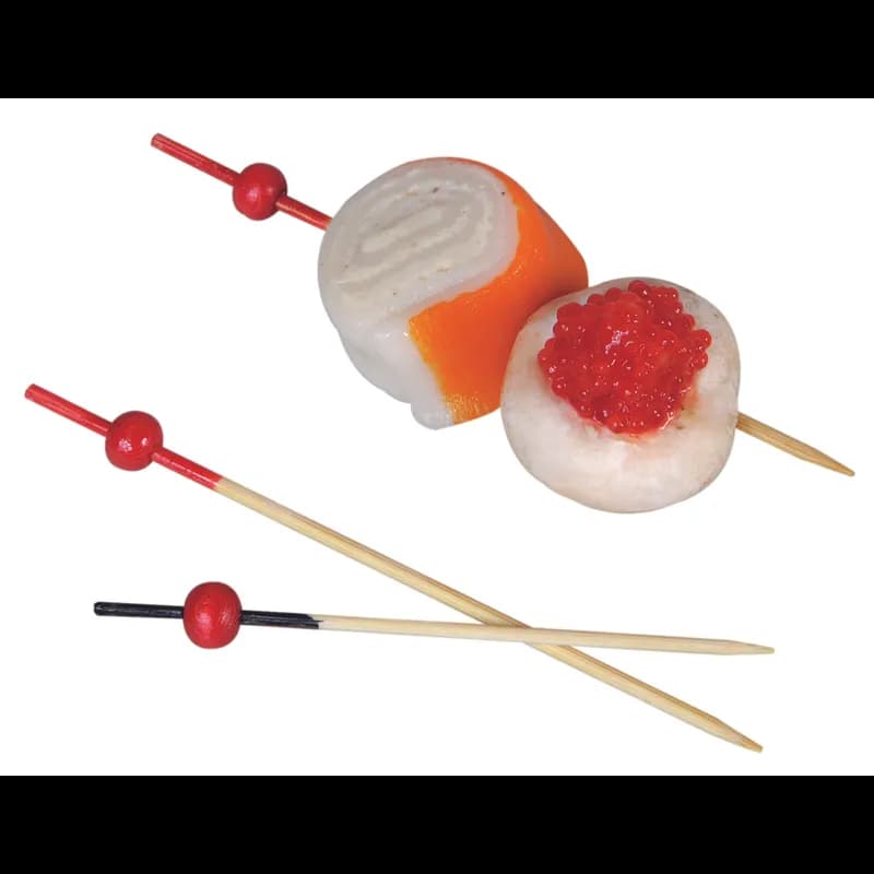 Pick 3.5 IN Bamboo Natural Red Bead 100 Count/Pack 20 Packs/Case 2000 Count/Case
