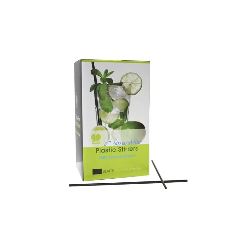 Poly King® Sip Stirrer 7 IN Black 10000/Case