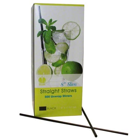Poly King® Cocktail Stirrer Sip Stirrer 8 IN Black Unwrapped 5000/Case