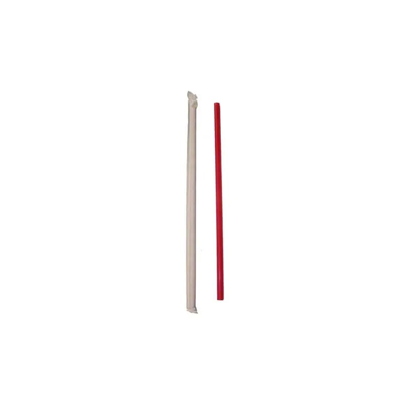 Poly King® Giant Straw 10.25 IN Red Wrapped 300/Box