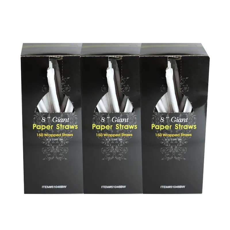 Poly King® Giant Straw 8 IN Paper Kraft Wrapped 600/Case